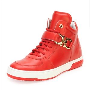 Salvatore Ferragamo High-Top Sneaker, Side Gancini